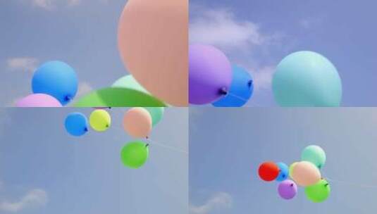 五彩气球天空高清在线视频素材下载