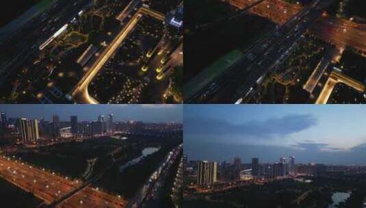 成都高新环球中心SKP航拍4K黄昏夜景高清在线视频素材下载