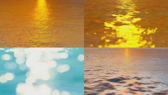 黄昏日落时分波光粼粼的海面泛起波澜和涟漪高清在线视频素材下载
