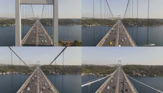 无人机伊斯坦布尔大桥高清在线视频素材下载