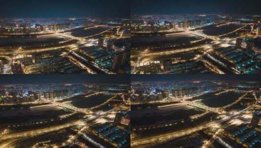 沈阳城市夜景航拍素材高清在线视频素材下载