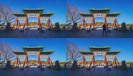 北京北海公园冬季风光延时高清在线视频素材下载
