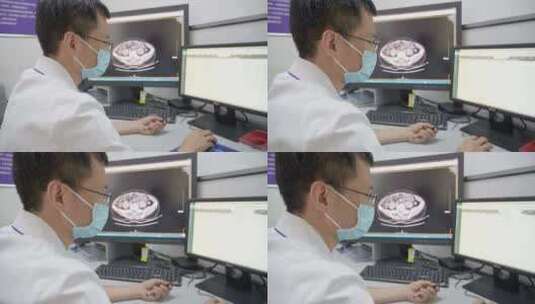 医院医生用设备给病人做CT检查高清在线视频素材下载