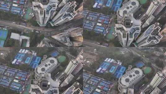 香港维多利亚公园球场俯拍高清在线视频素材下载