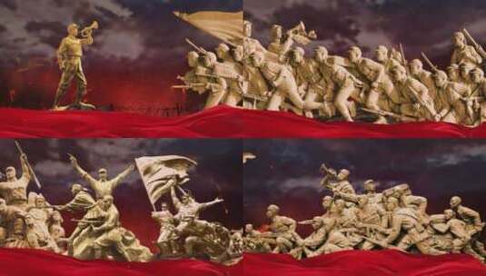 红军抗战雕像高清在线视频素材下载