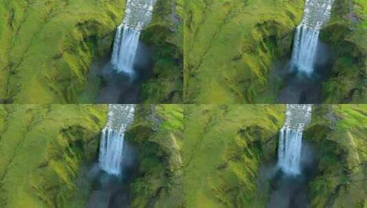 航拍山涧瀑布流水高清在线视频素材下载
