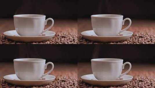 一杯热咖啡到背景高清在线视频素材下载