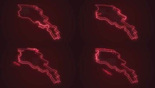 3D霓虹红亚美尼亚地图边界轮廓循环背景高清在线视频素材下载
