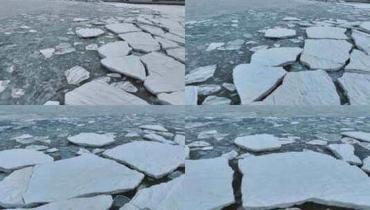 秦皇岛冬季仙螺岛海边冻海高清在线视频素材下载