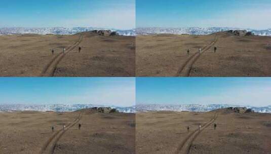 内蒙古红石崖下雪山高清在线视频素材下载