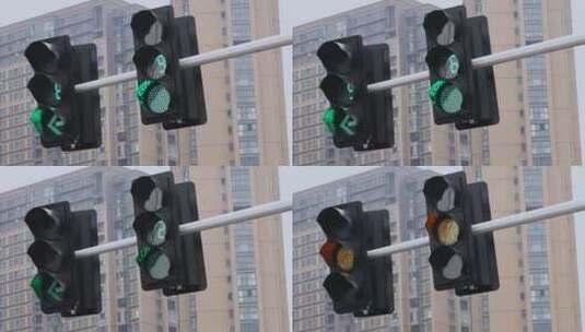 街道红绿灯交通信号灯高清在线视频素材下载