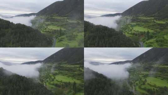 阴天云雾中的山路高清在线视频素材下载