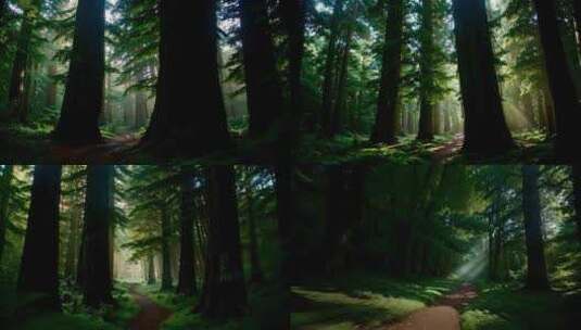 森林树林 阳光丁达尔 自然风景高清在线视频素材下载