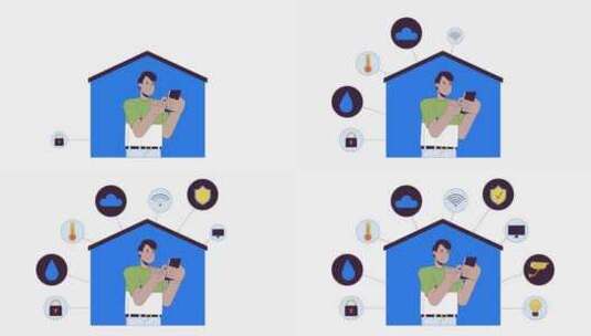 智能家居手机Man Line 2D动画高清在线视频素材下载