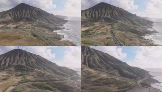 干旱季节与科科火山口景观道路在荒芜的自然高清在线视频素材下载