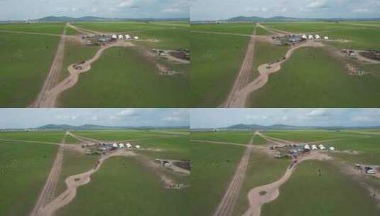 内蒙古呼伦贝尔大草原夏季航拍高清在线视频素材下载