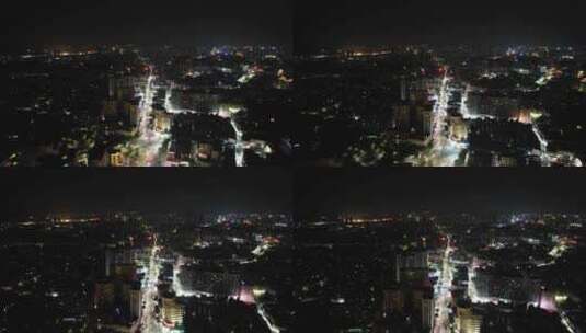 广东江门城市夜景交通航拍高清在线视频素材下载
