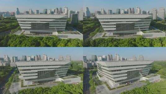 上海图书馆东馆建筑航拍上海浦东新区高清在线视频素材下载