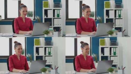 女商人对公司销售做研究分析高清在线视频素材下载