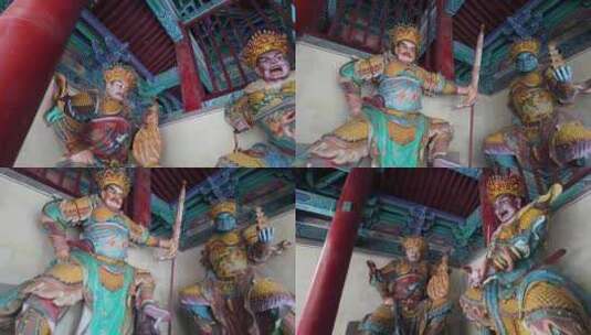 嵩山少林寺四大天王雕像塑像神像高清在线视频素材下载