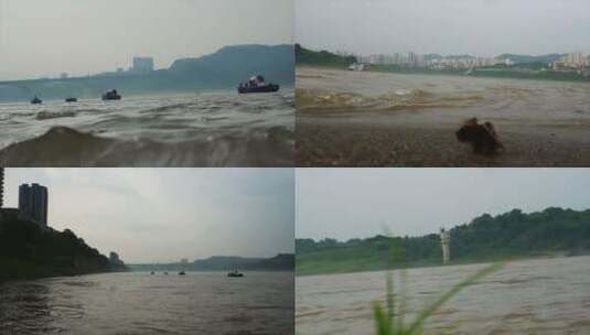 涨水后的大江大河高清在线视频素材下载