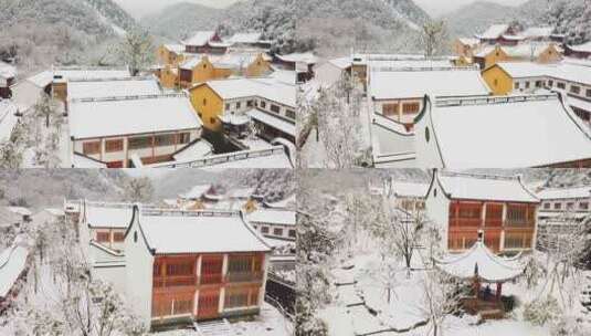 杭州法喜寺雪景浙江雪景古建筑雪景高清在线视频素材下载