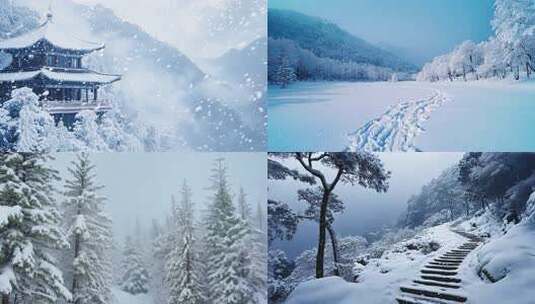 大雪节气峨眉山雪景大山雪景高清在线视频素材下载