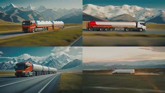 液化天然气公路运输 氢气运输车 油罐车高清在线视频素材下载