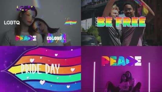 简约LGBTQ标题和场景彩虹过渡AE模板高清AE视频素材下载