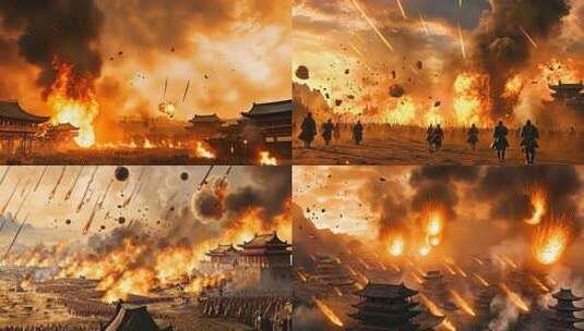 古战场风云变幻历史战争壮阔场景战争场面古高清在线视频素材下载
