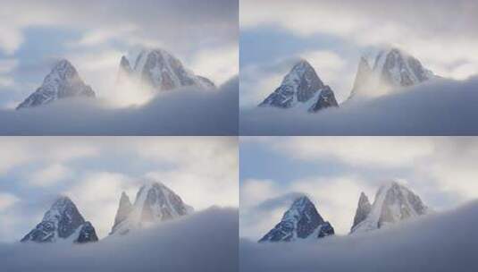 雪山云海壮丽风光高清在线视频素材下载