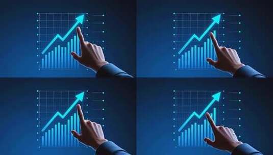 手指点击上升图表画面高清在线视频素材下载