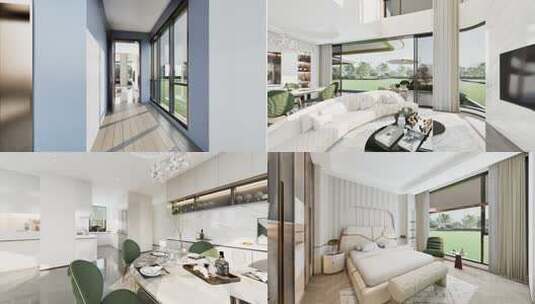 现代风格客厅室内装修场景高清在线视频素材下载