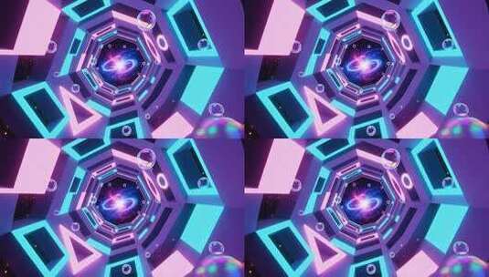 几何建筑空间抽象艺术浪漫梦幻霓虹隧道4K高清在线视频素材下载