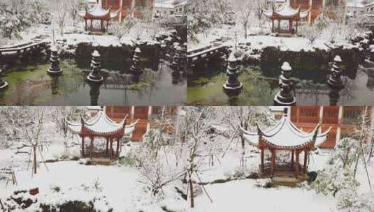 杭州法喜寺雪景浙江雪景古建筑雪景高清在线视频素材下载