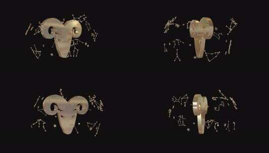 黄道十二宫白羊座，3D动画循环高清在线视频素材下载