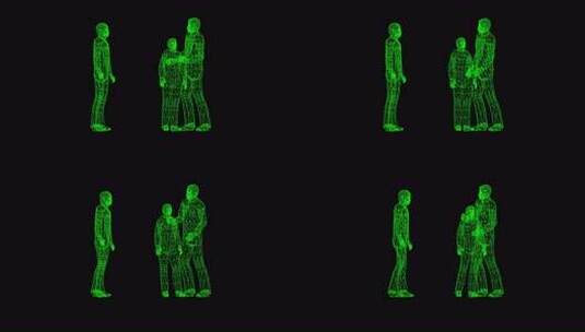 绿色线框人说赛博朋克3d风格80年代90高清在线视频素材下载