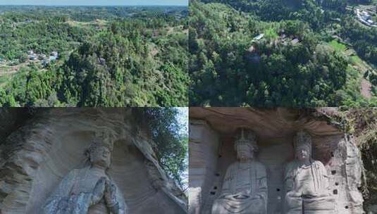 四川安岳石刻茗山寺高清在线视频素材下载