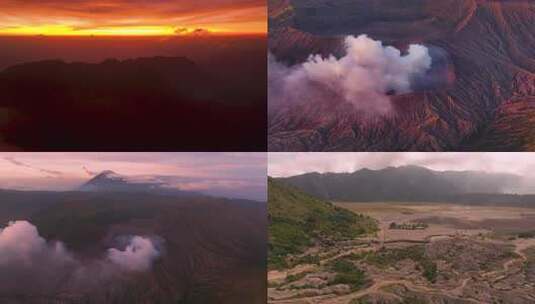 布罗莫火山 清晨活火山高清在线视频素材下载