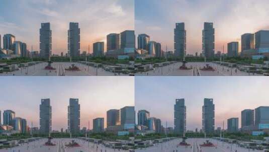 郑州绿地双子塔高清在线视频素材下载