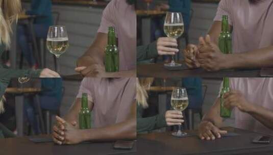男人和女人在酒吧喝酒高清在线视频素材下载