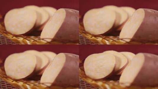 渗出红薯淀粉的红薯地瓜白薯高清在线视频素材下载