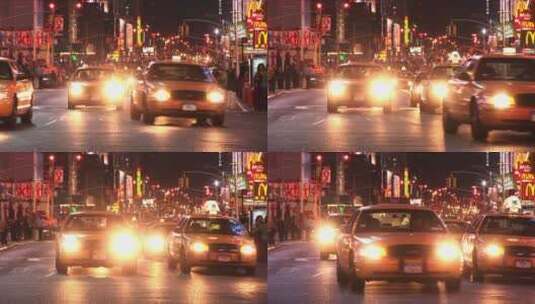 夜晚路上的出租车高清在线视频素材下载