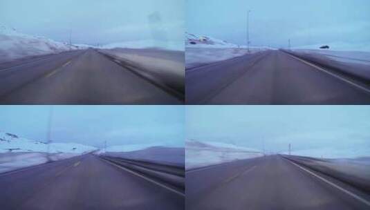 雪山里的高速公路景观高清在线视频素材下载