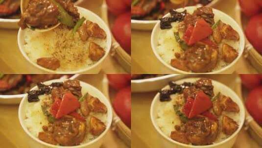 美食黄焖鸡米饭 (9)高清在线视频素材下载