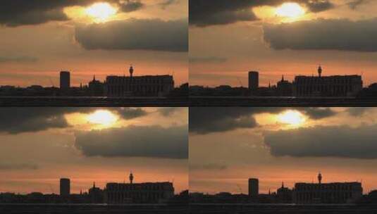 日落时分的城市景观高清在线视频素材下载