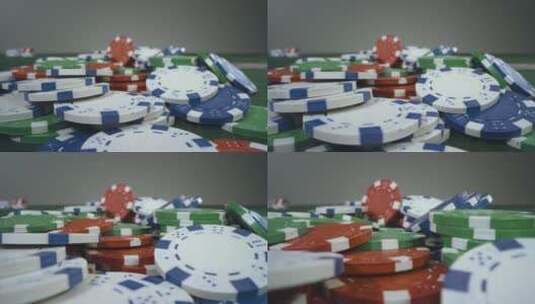 一堆扑克筹码高清在线视频素材下载