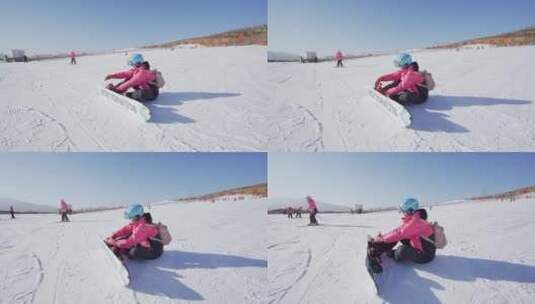 学习滑雪高清在线视频素材下载