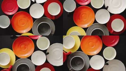 彩色现代陶瓷板和杯子高清在线视频素材下载