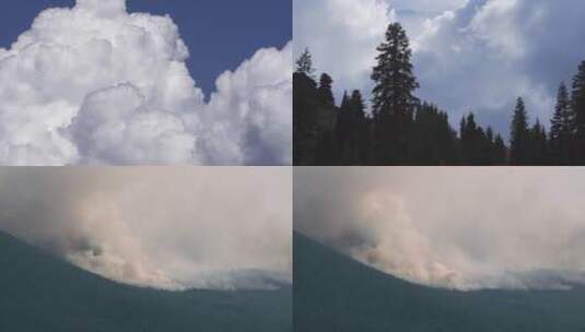 闪电在拉森山荒野引发了一场野火高清在线视频素材下载